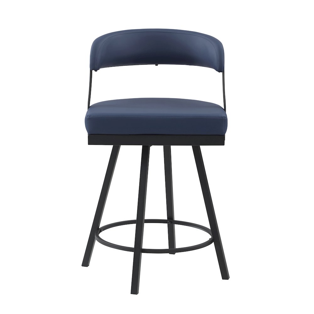 Crowley Faux leather Swivel Counter Height Chair in Blue. Picture 5