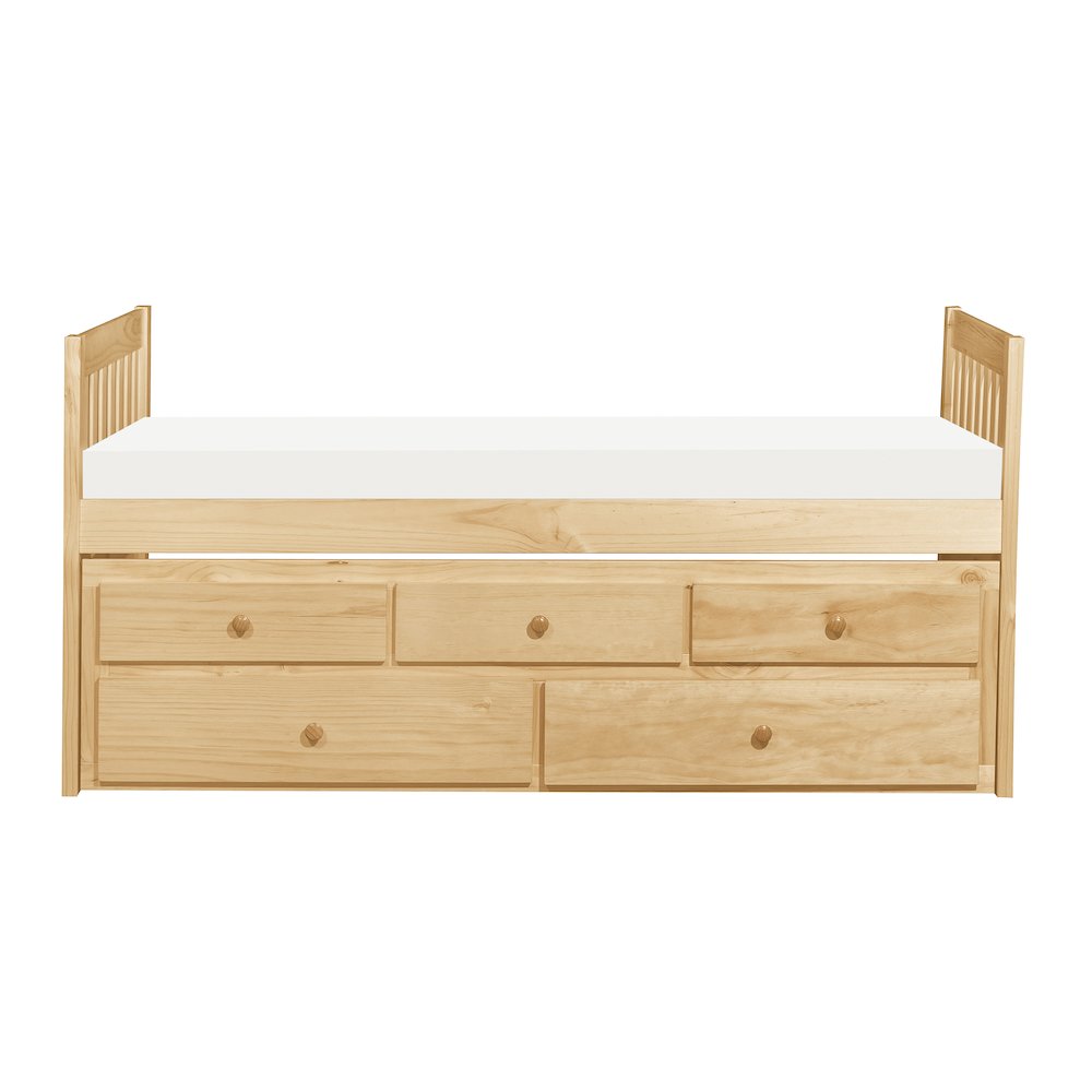 Bartly Pine Twin Over Twin Trundle Bed in Natural Pine. Picture 5