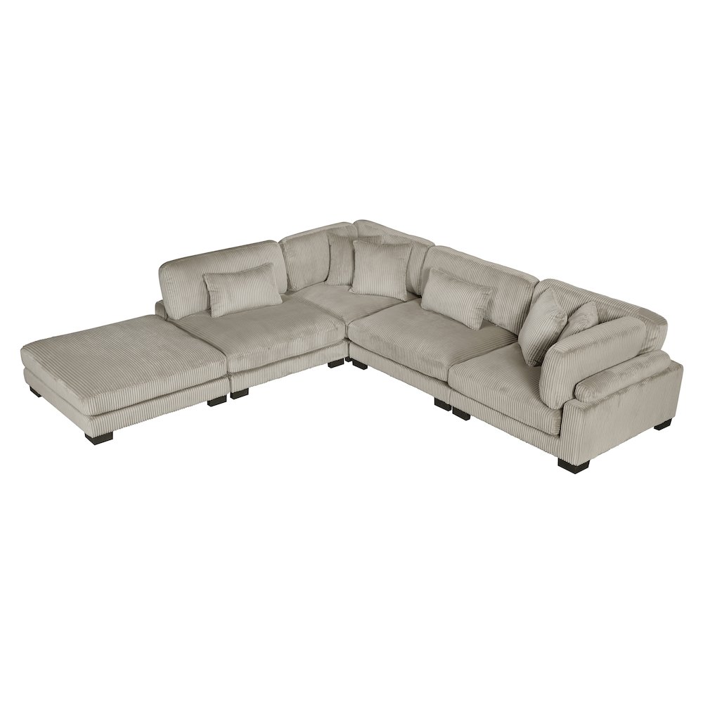 Traverse Corduroy 5-Piece Modular Sectional with Ottoman in Taupe. Picture 1