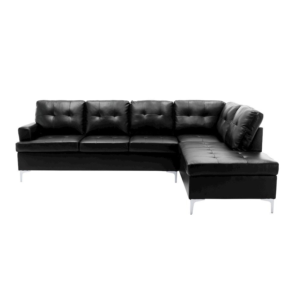 Barrington Faux Leather 2-piece set Sectional Sofa in Black. Picture 6