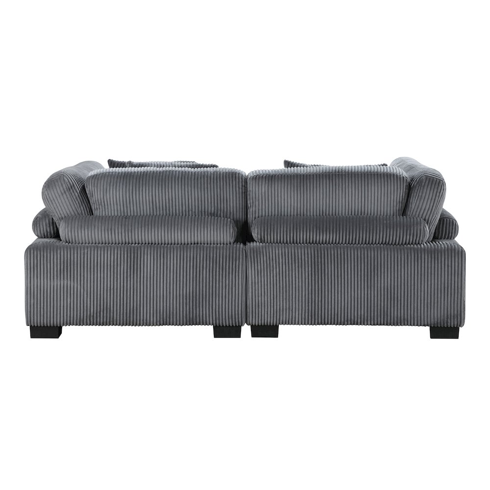 Traverse Corduroy Love Seat in Gray. Picture 3