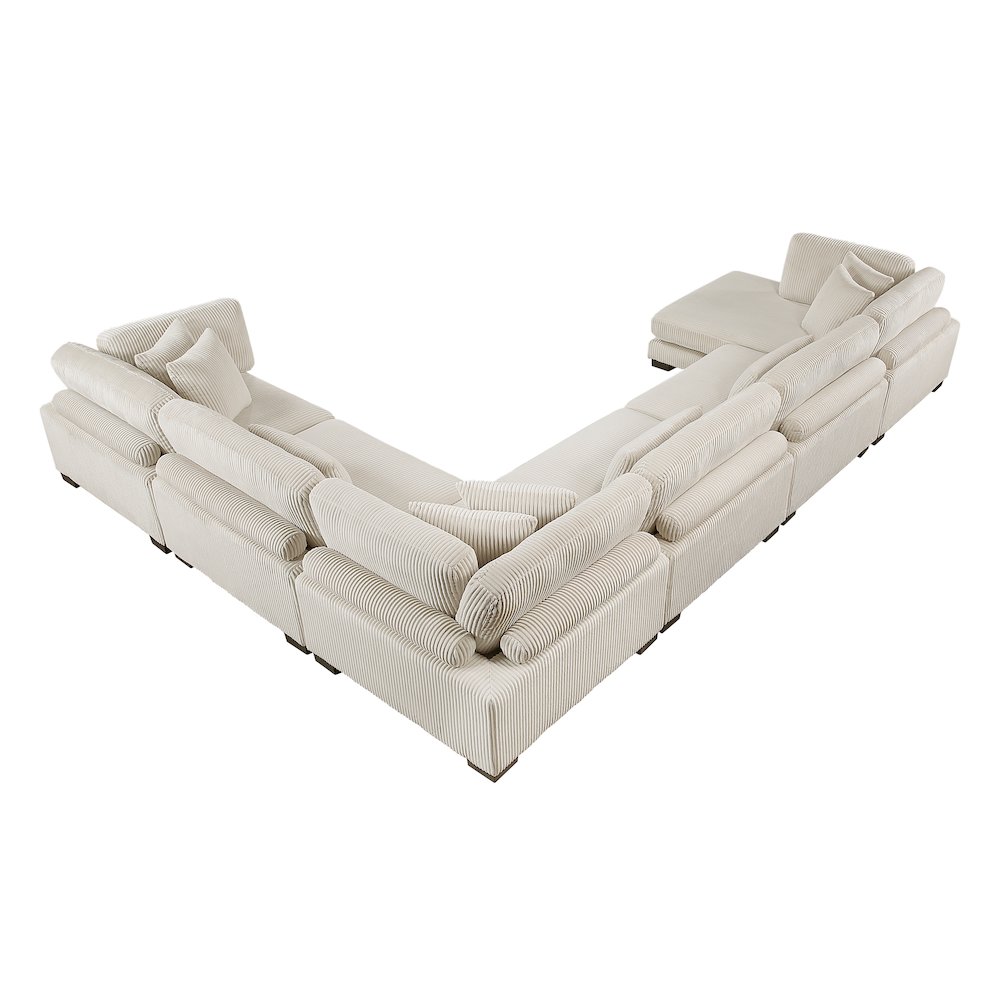 Traverse Corduroy 6-Piece Modular Sectional with chaise in Beige. Picture 6