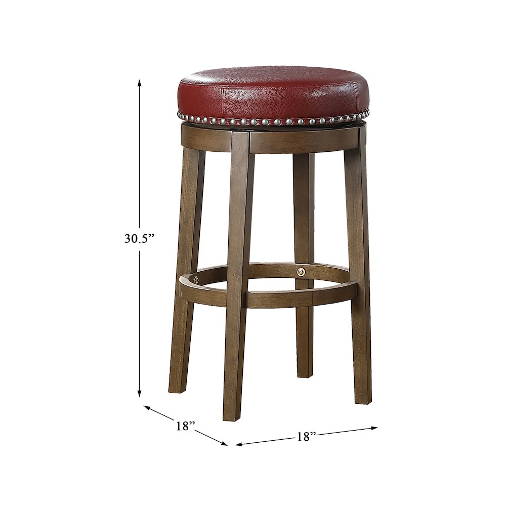 Westby Solid Wood 29" Round Swivel Stool, Set of 2 in Red. Picture 4