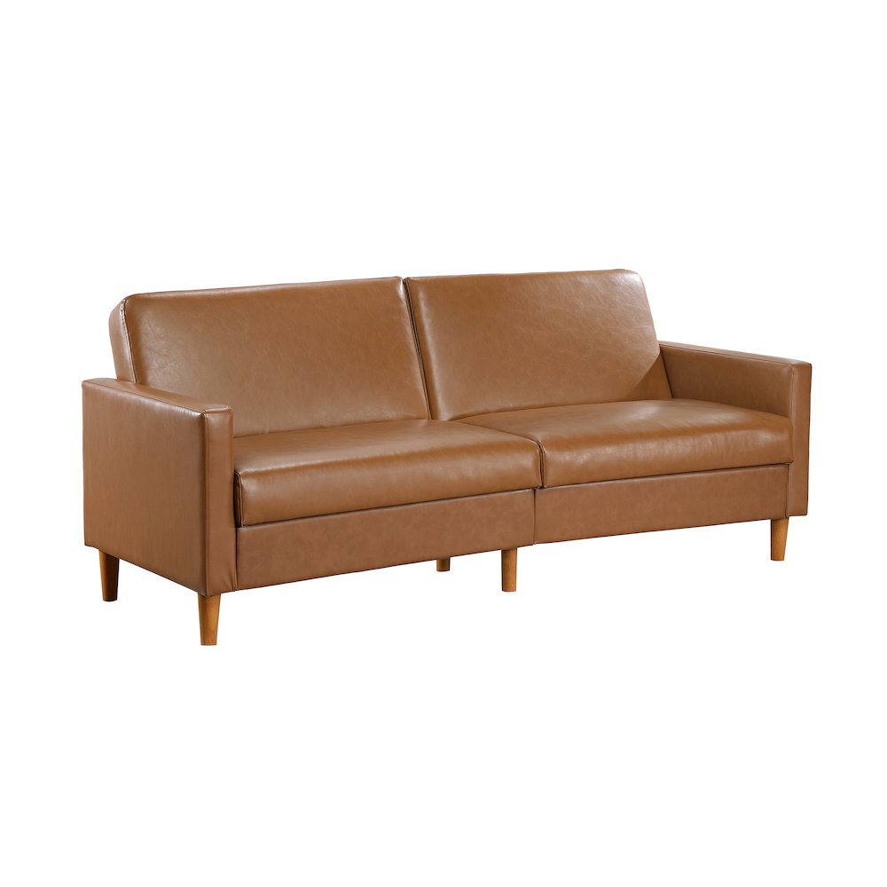 Carlton Faux Leather Elegant Lounger in Camel. Picture 1