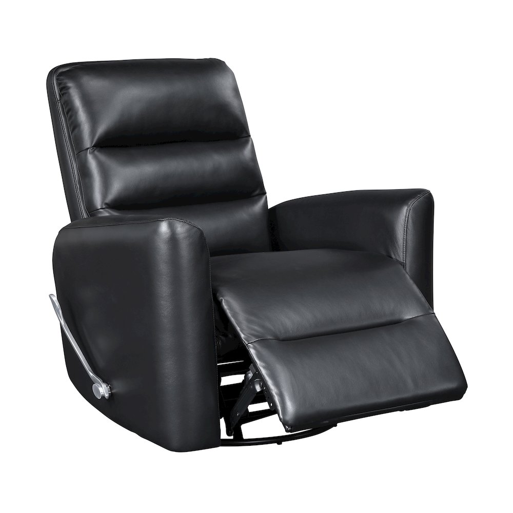 Dimitri Faux Leather Swivel Glider Reclining Chair in Black. Picture 8