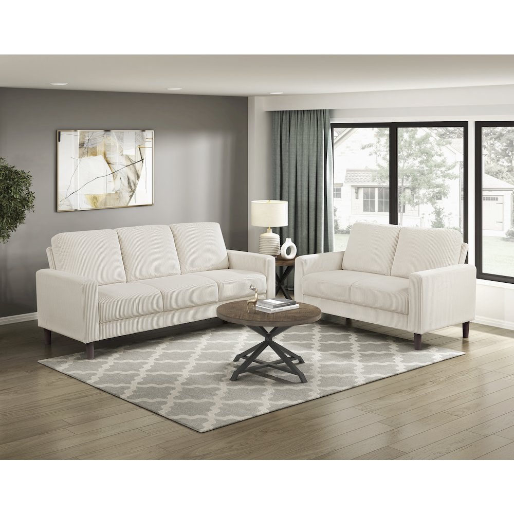Crandall Corduroy Sofa in Beige. Picture 3