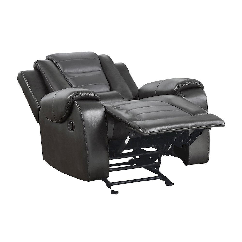 Briscoe F. Leather Gldr Rclng Chair in 2-Tone (Light Gray and Dark Gray). Picture 7