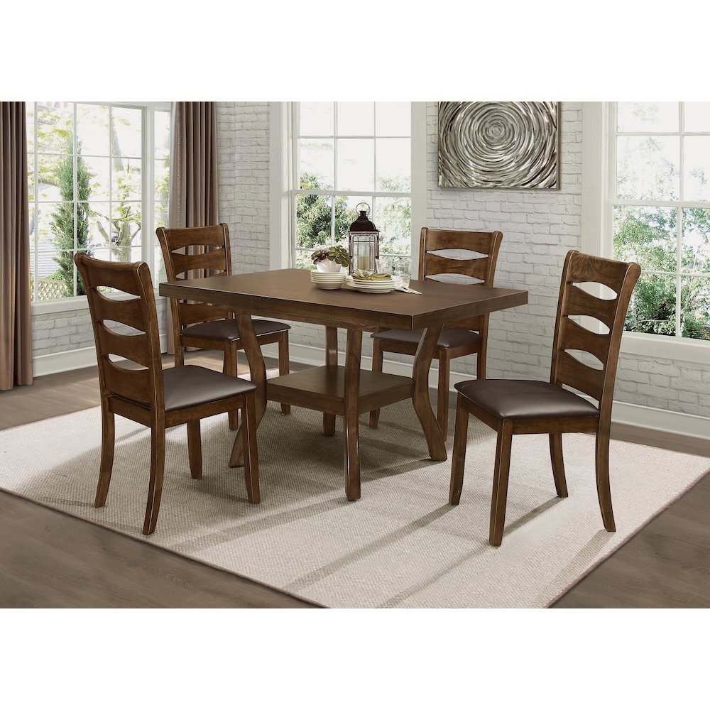 Darla Wood Dining Room Side Chair, set of 2 in Brown. Picture 2