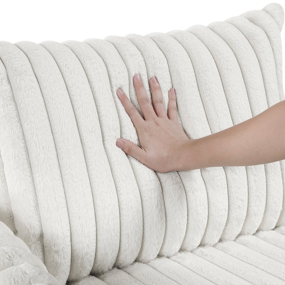Tomball Corduroy Oversized Chaise Lounge in Beige. Picture 10