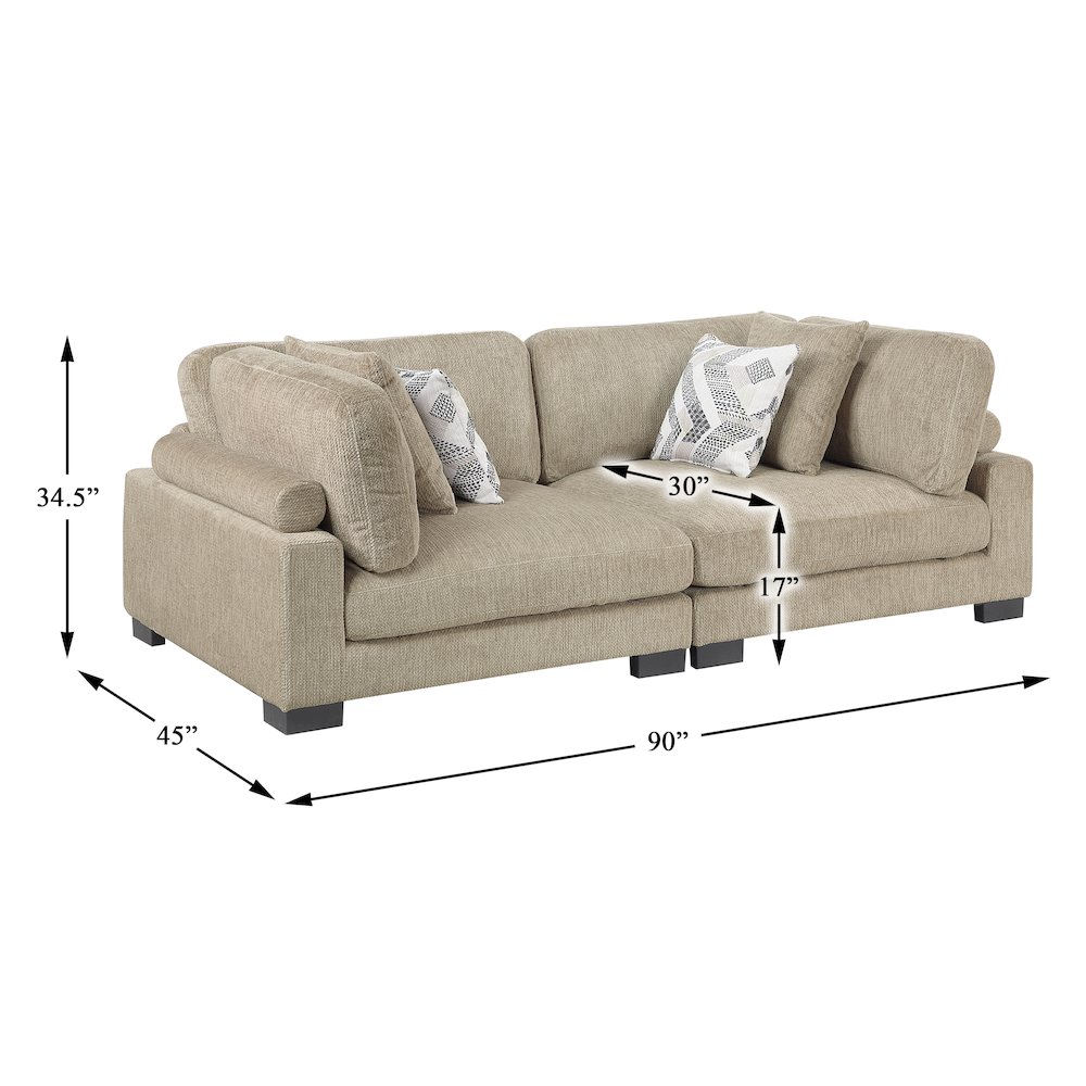 Corydon Microfiber Love Seat in Brown. Picture 4