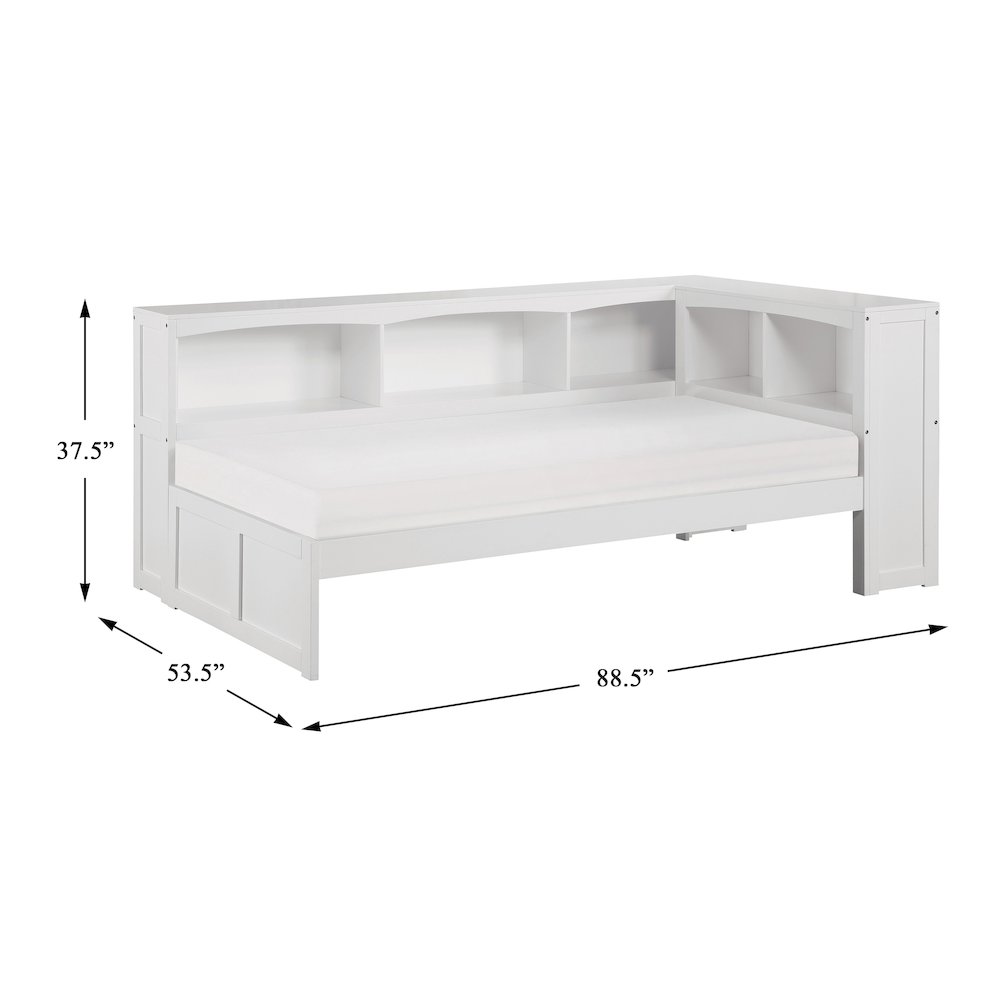 Galen Pine Twin Bookcase Corner Bed in White. Picture 3