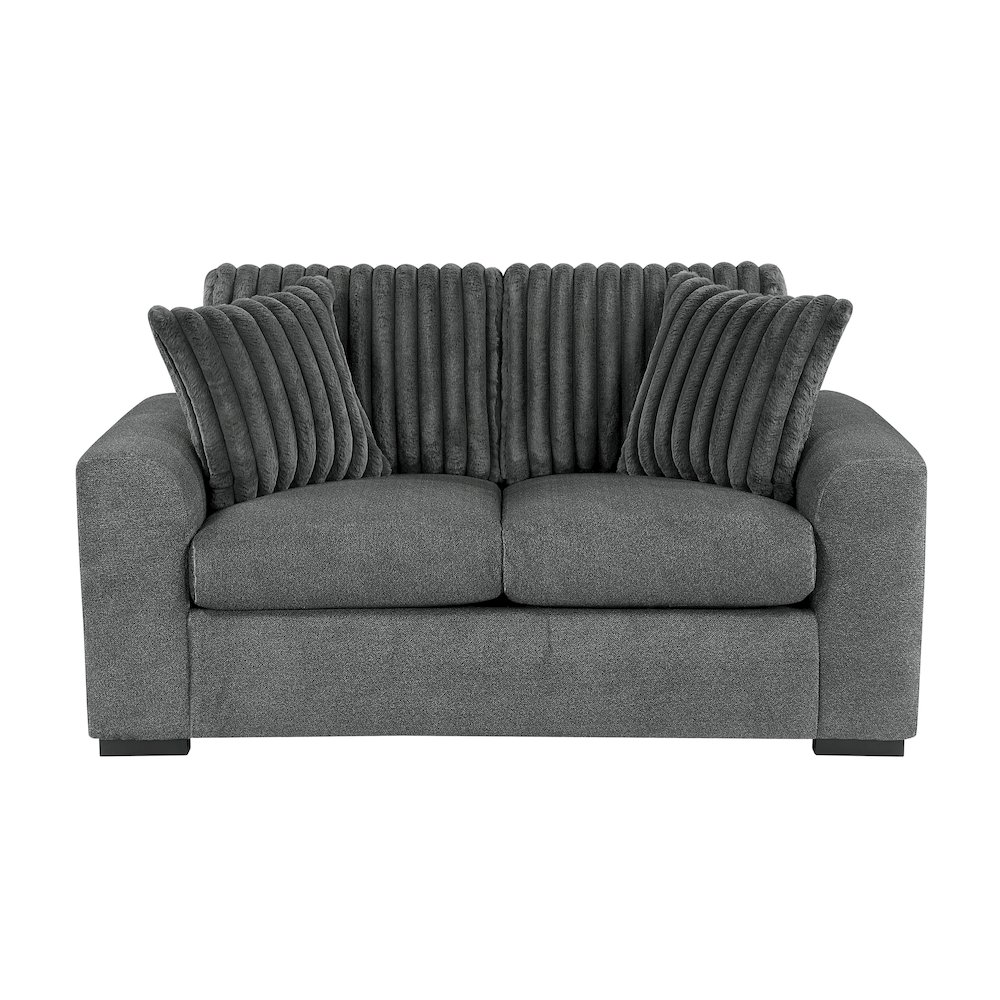 Athena Textured 2pc Set: Sofa, Loveseat in Dark Gray. Picture 7