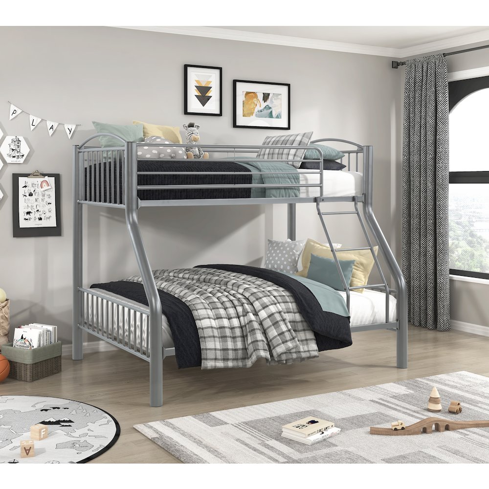 Beckett Metal Twin Over Full Metal Bunk Bed in Gray. Picture 5
