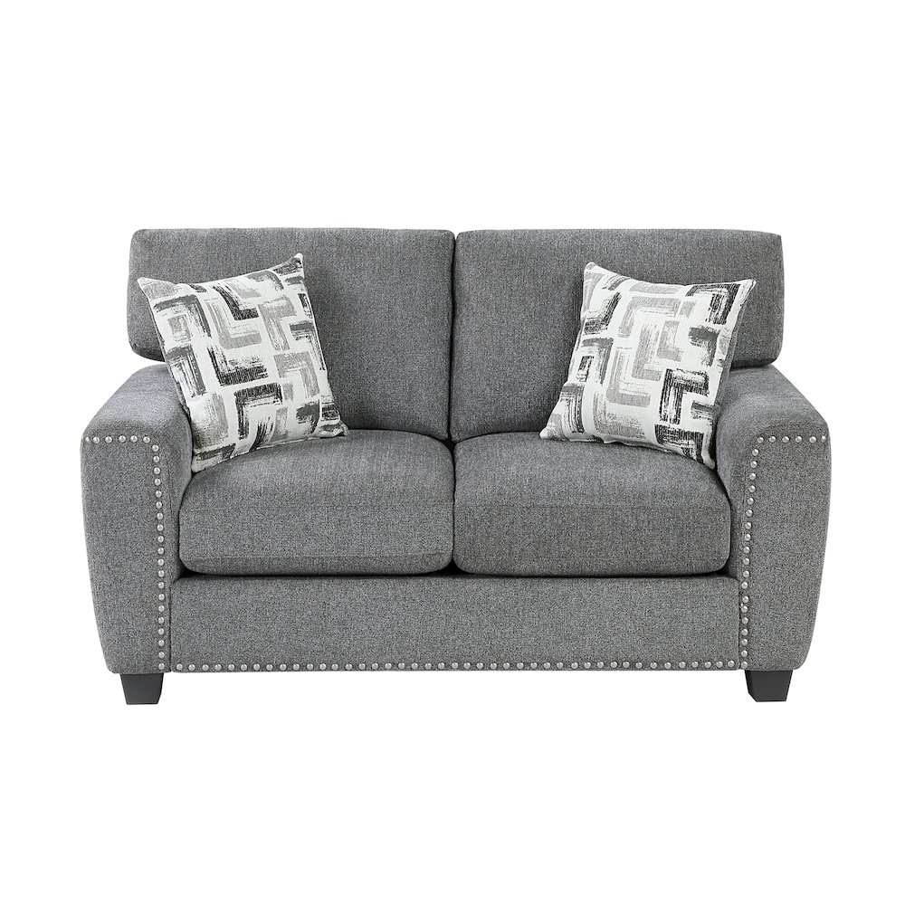 Isabel Chenille 3pc Set: Sofa, Loveseat, Chair in Dark Gray. Picture 11