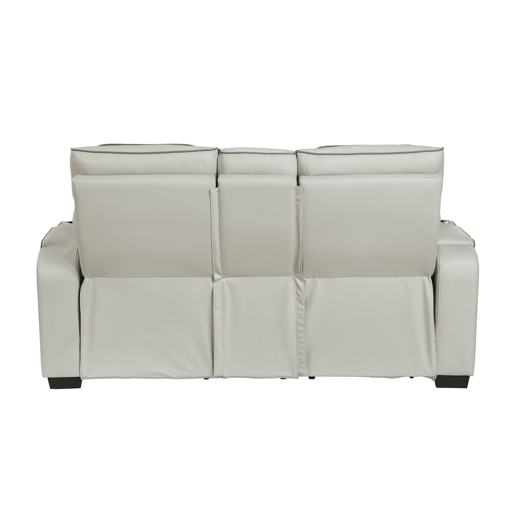 Fairway Faux Leather Power Double Reclining Love Seat in Taupe. Picture 6