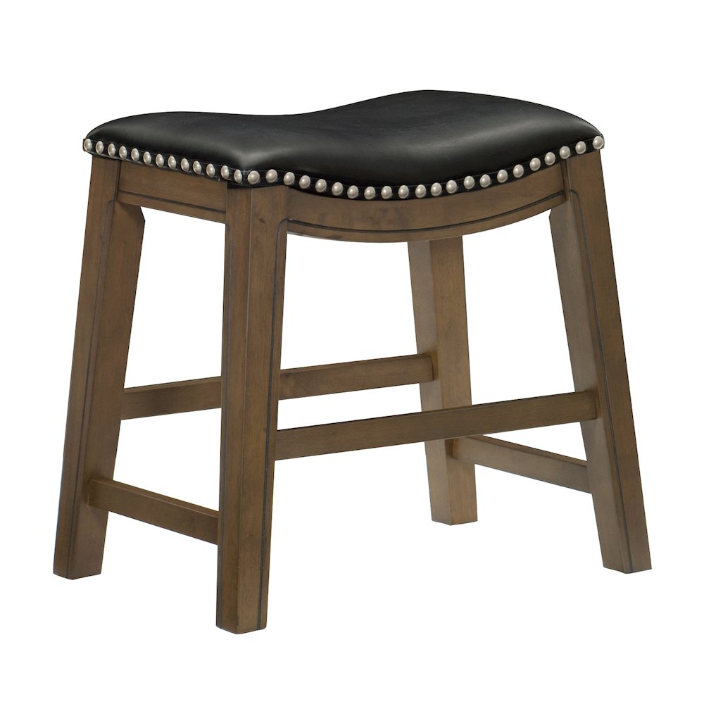 Ordway Solid Wood 18" Height Saddle Stool in Black. Picture 1