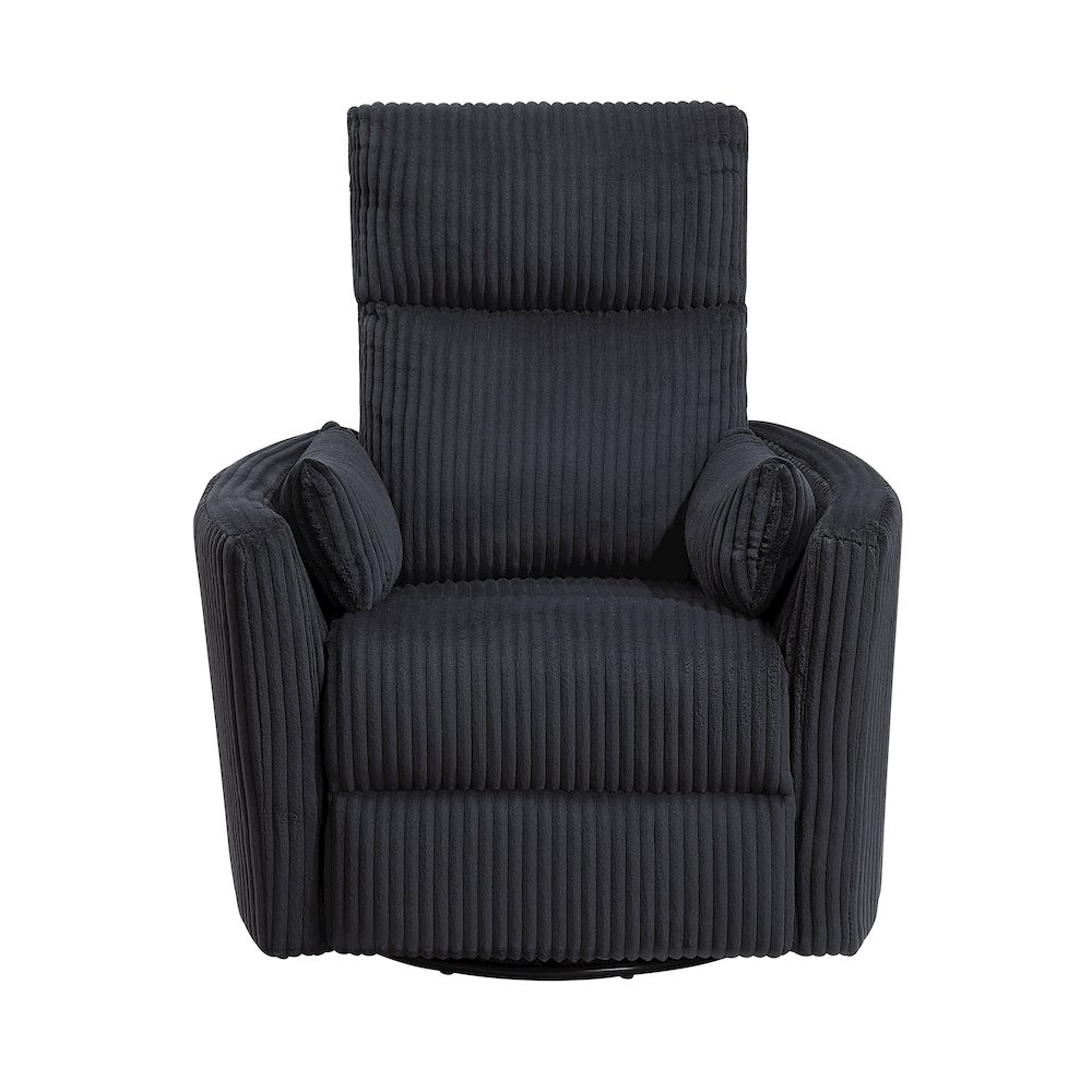 Traverse Corduroy Swivel Glider Reclining Chair in Black. Picture 8
