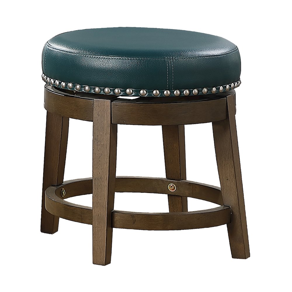 Westby Solid Wood 18" Round Swivel Stool, Set of 2 in Green. Picture 1