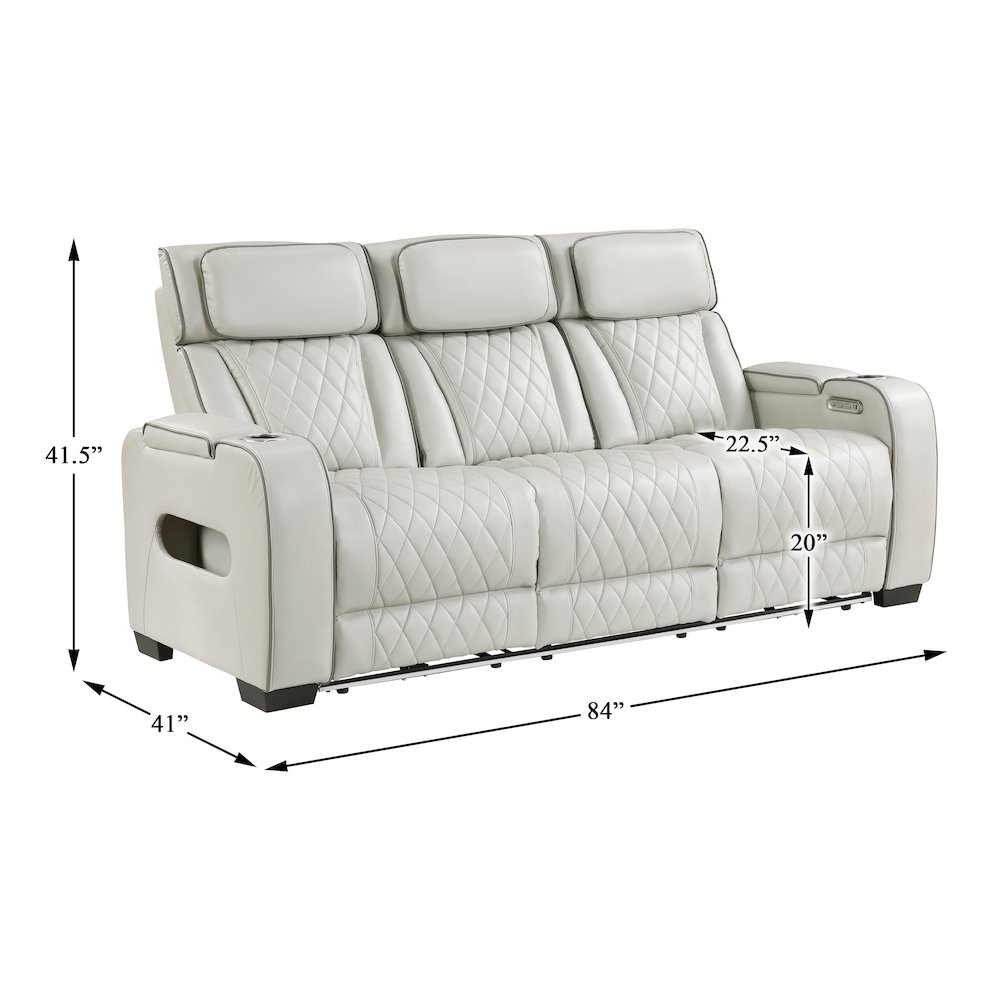 Fairway Faux Leather Power Double Reclining Sofa in Taupe. Picture 9