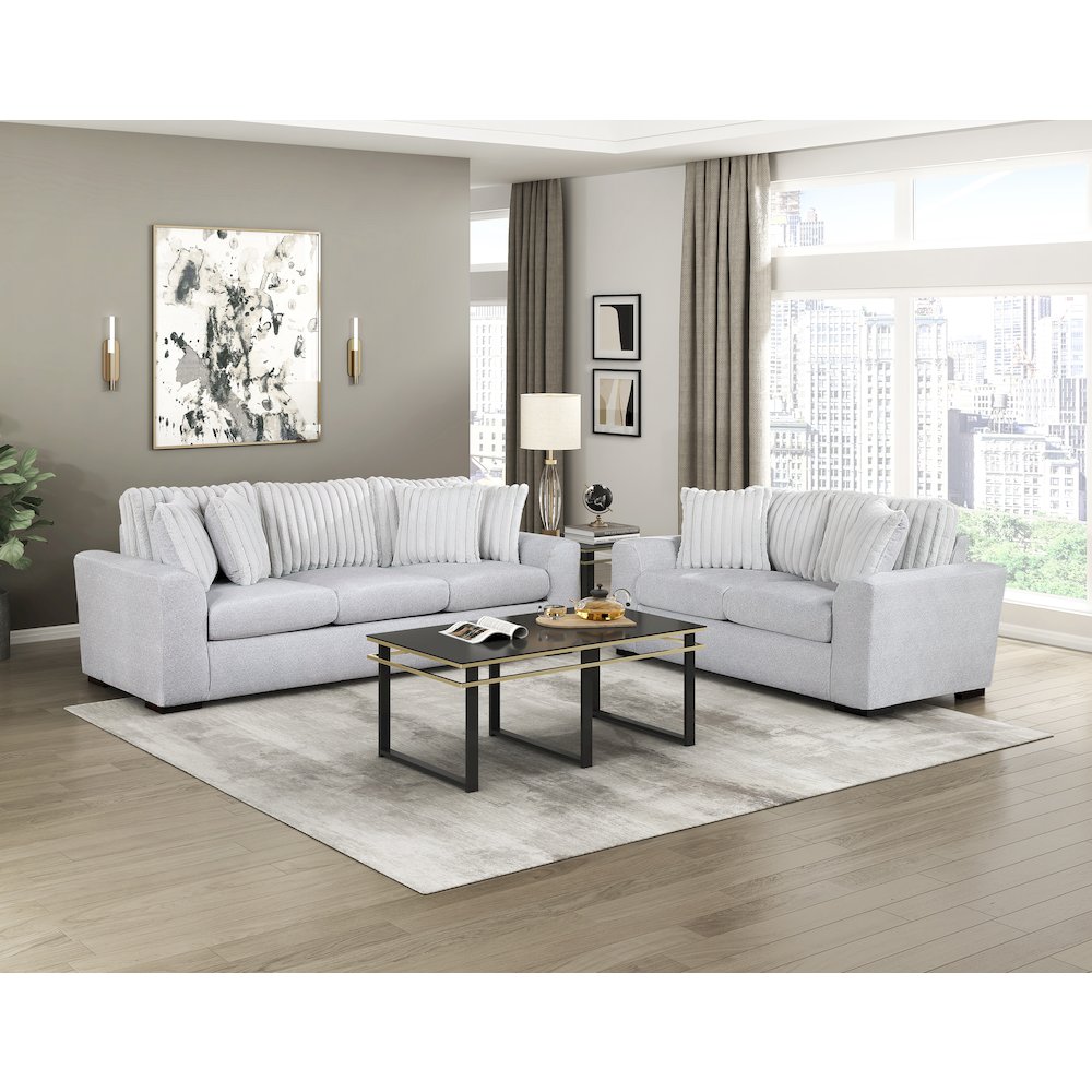 Athena Textured Love Seat in Gray. Picture 5