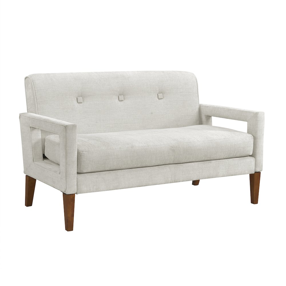 Belfort Chenille Love Seat in Beige. Picture 1