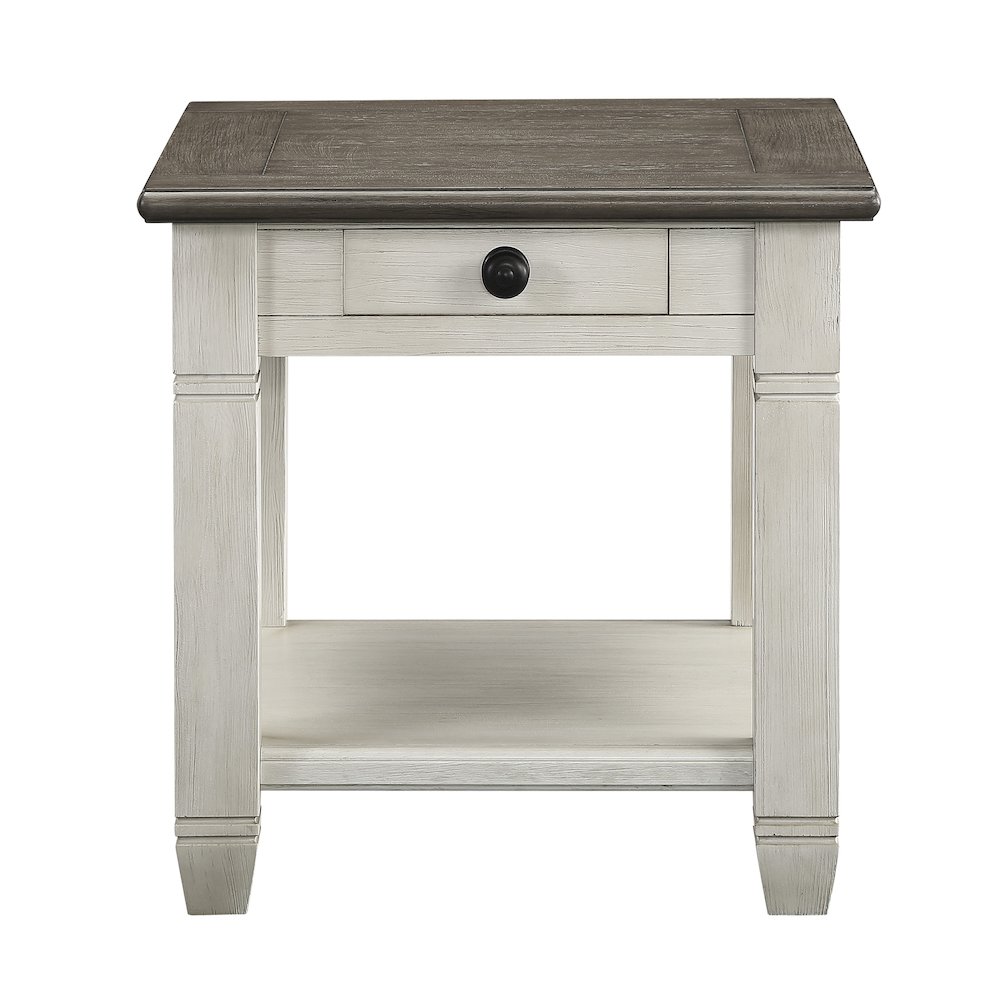 Granby Pine End Table in 2-Tone Finish (Rosy Brown and Antique White). Picture 4