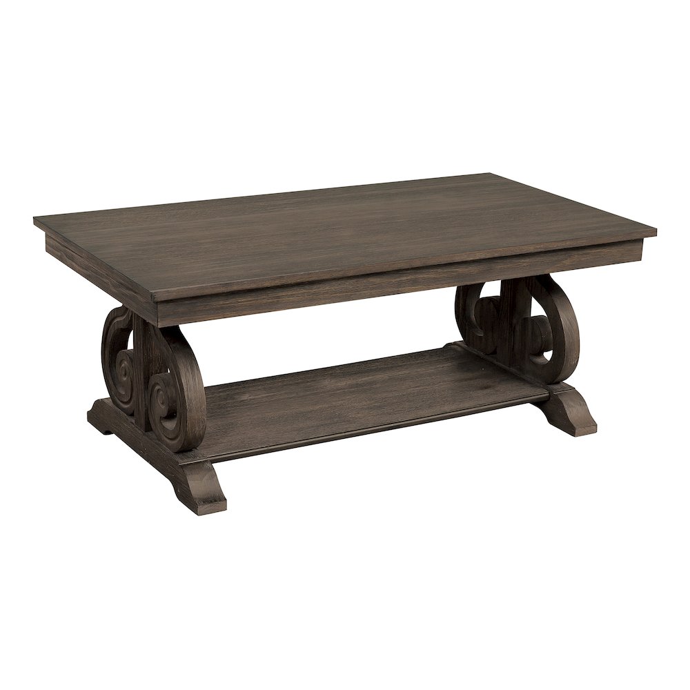 Toulon Pine Cocktail Table in Wire-Brushed Power Glaze Oak. Picture 1