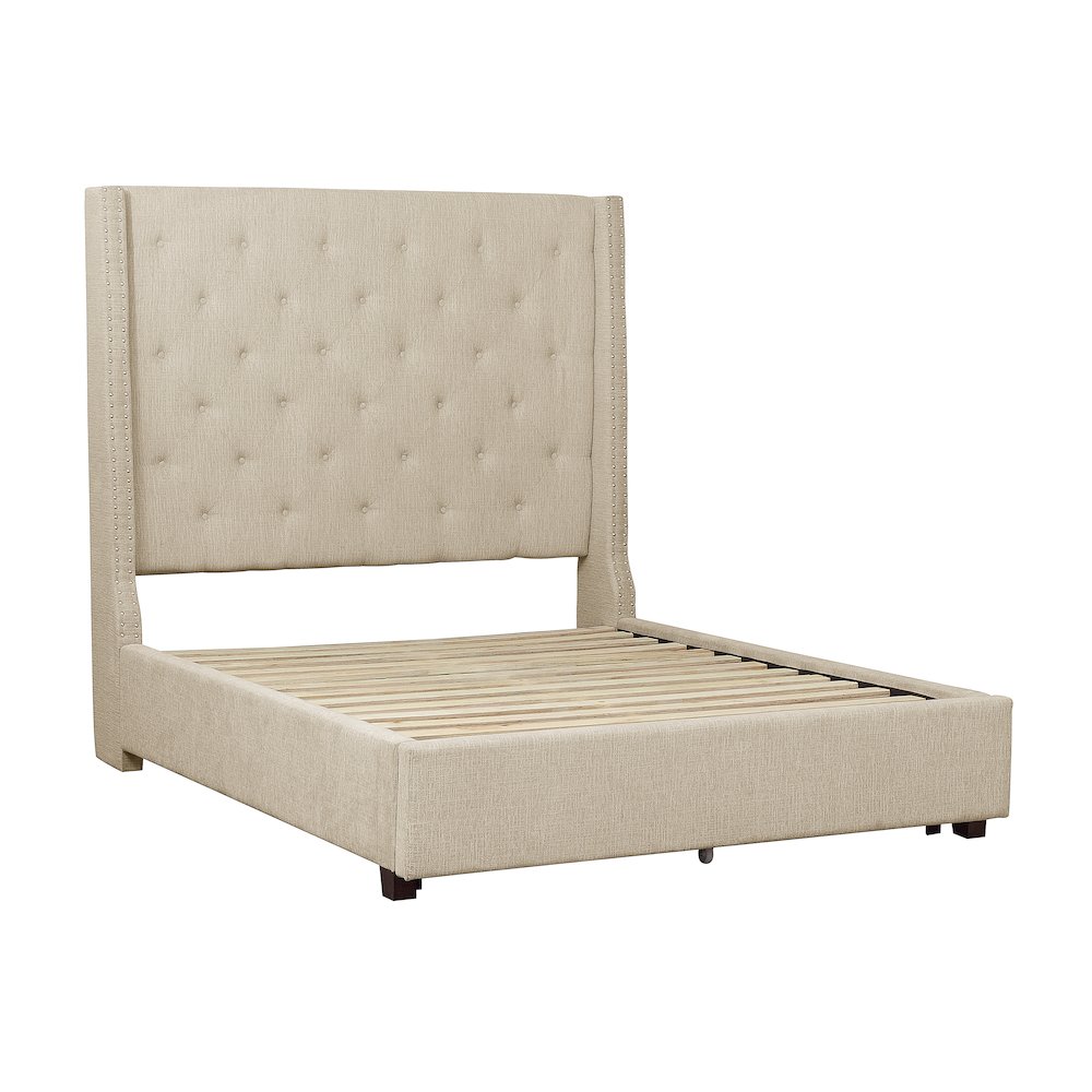Fairborn Solid Wood Eastern King Platform Bed in Beige. Picture 5