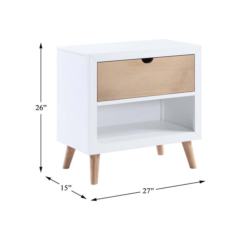 Asker Asian Hardwood Night Stand in 2-Tone Finish (White and Natural). Picture 5