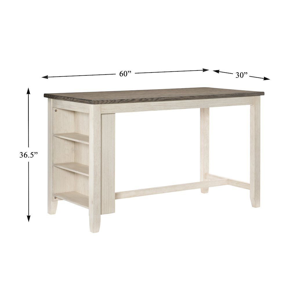 Timbre Wood Counter Height Table in Antique white and Rosy Brown Finish. Picture 4