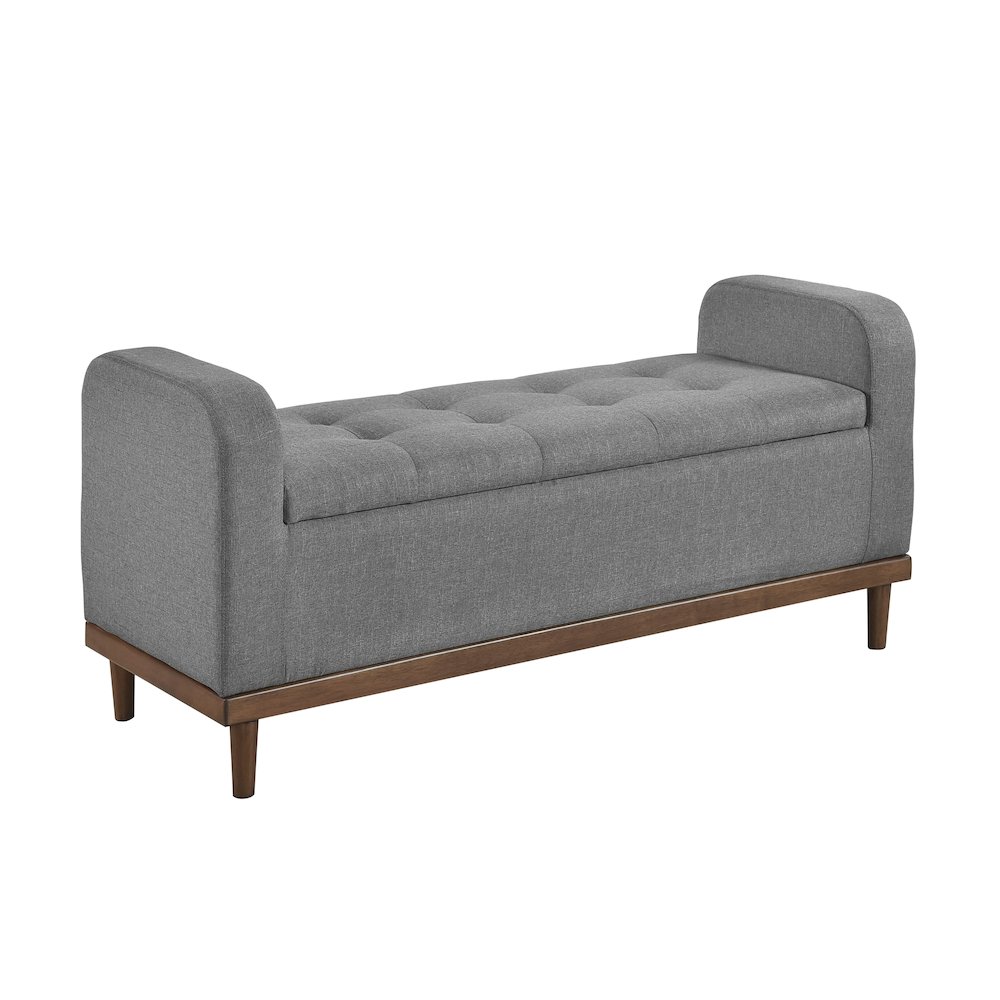 Brigitte Textured Lift Top Storage Bench in Gray. Picture 1