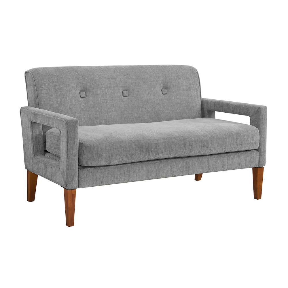 Belfort Chenille Love Seat in Gray. Picture 1