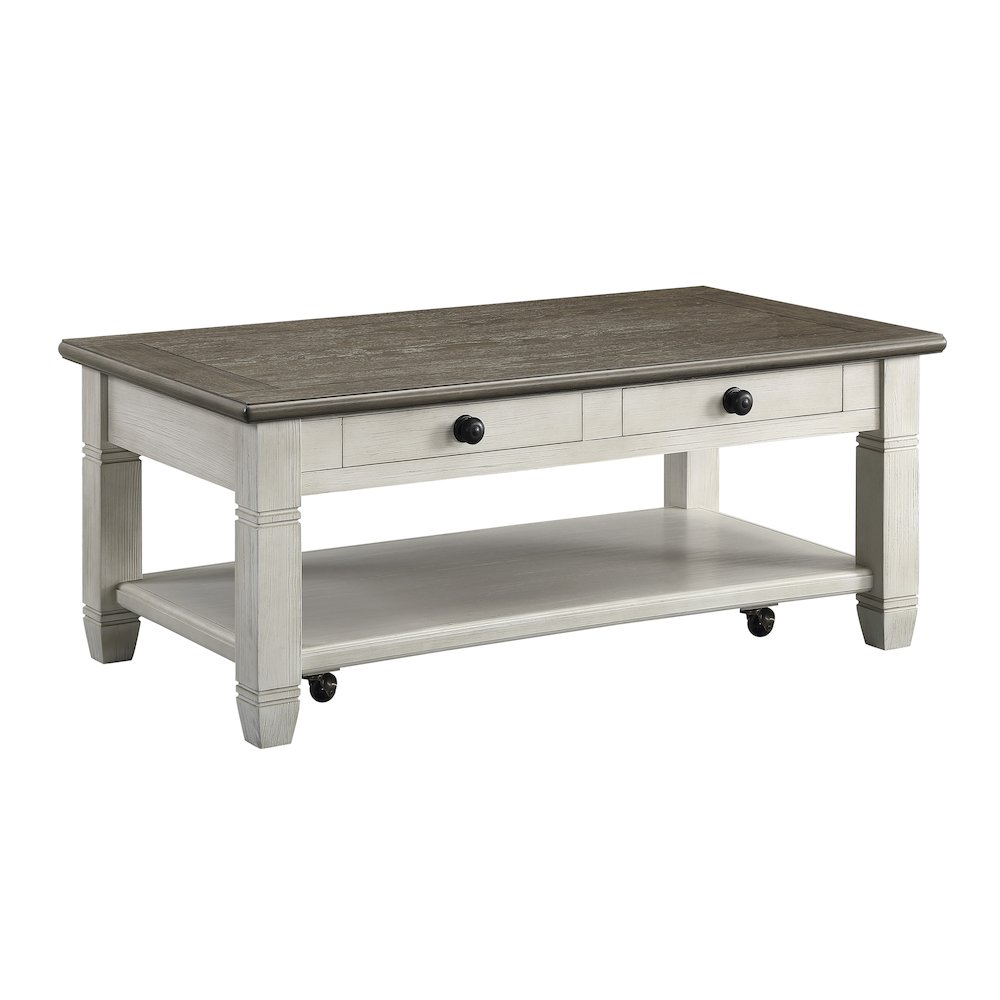 Granby Pine Cocktail Table in 2-Tone (Rosy Brown and Antique White). Picture 1