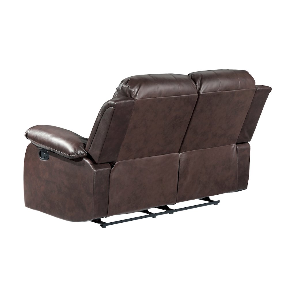 Cranley Faux Leather Double Reclining Loveseat in Black. Picture 6
