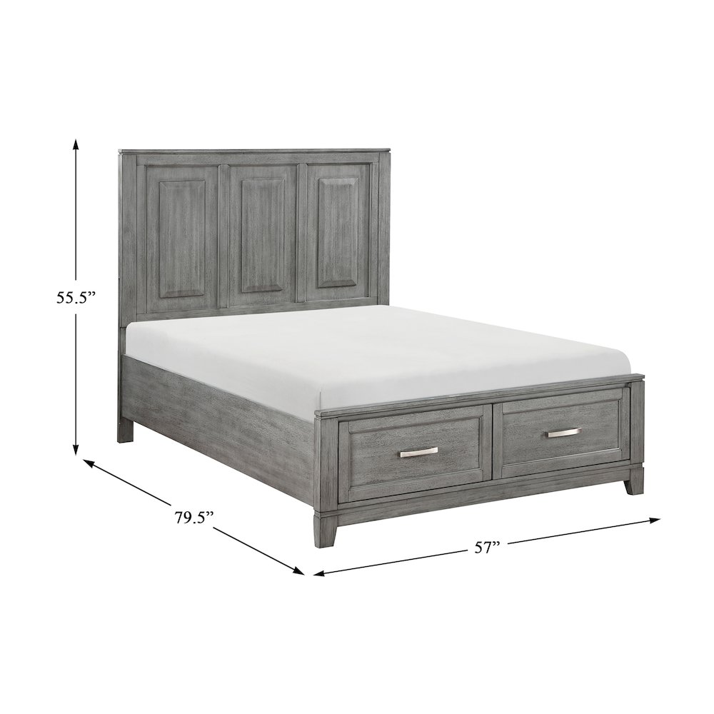 Garretson Acacia Full Platform Bed with Footboard Storage in Gray. Picture 7