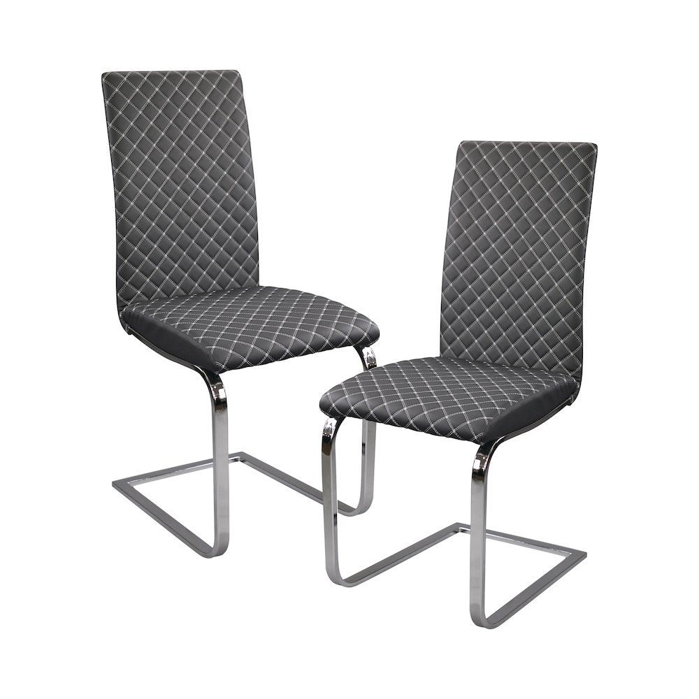 Yannis Faux leather Dining Room Side Chair, set of 2 in Gray. Picture 6