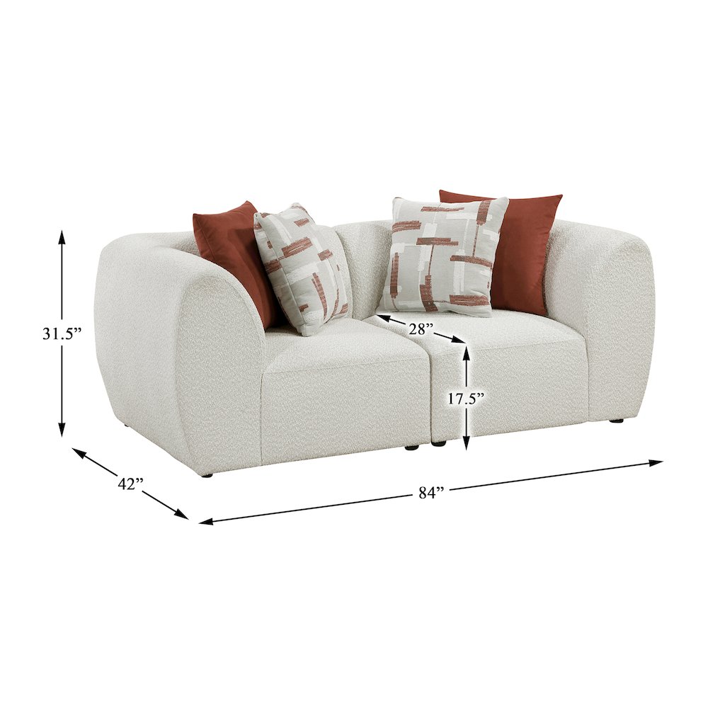 Franz Chenille Love Seat in Beige. Picture 5