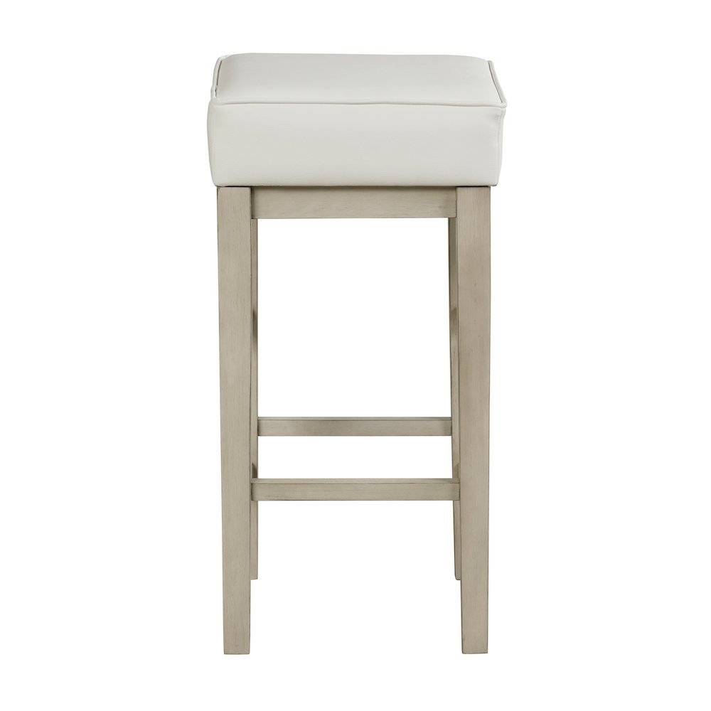 Pittsville Solid Wood 29" Height Square Stool, Set of 2 in White. Picture 3