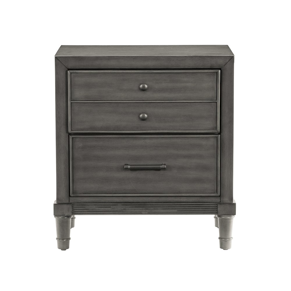 Wittenberry Asian Hardwood Nightstand in Gray. Picture 4