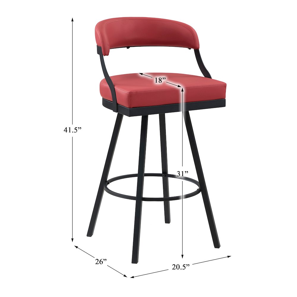 Crowley Faux leather Swivel Pub Height Chair in Red. Picture 4