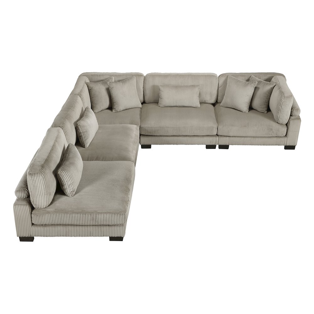 Traverse Corduroy 5-Piece Modular Sectional in Taupe. Picture 8