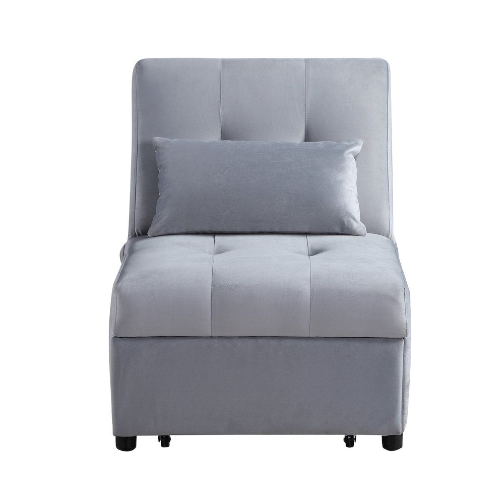 Garrell Velvet Storage Bench with Pull-Out Ottoman in Gray. Picture 8