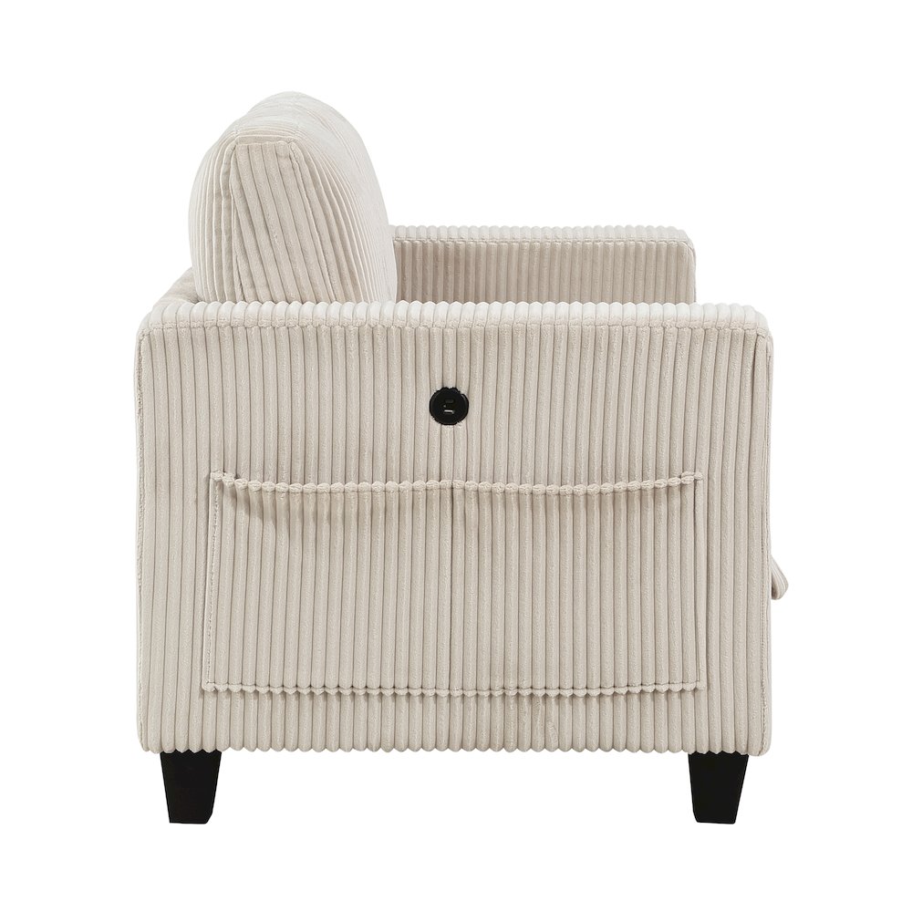 Walterboro Corduroy Love Seat with Storage, Storage Pouches in Beige. Picture 6