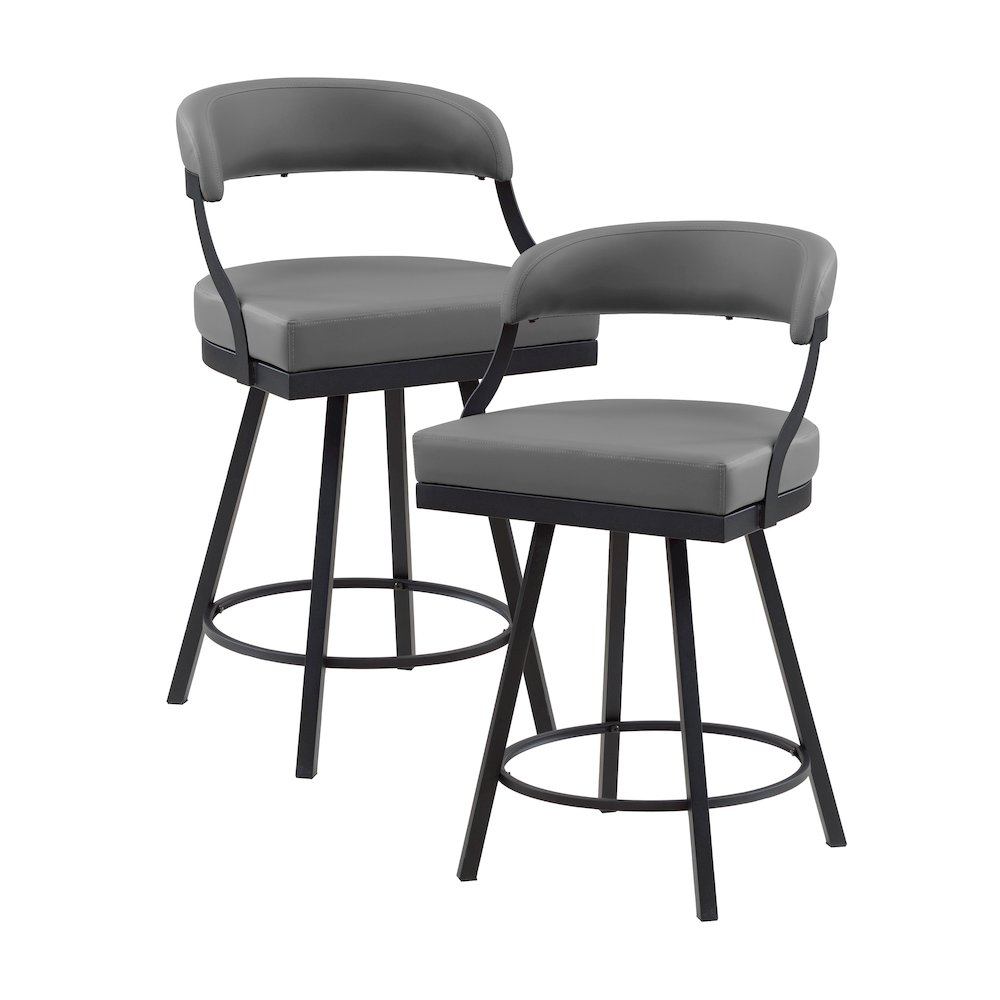 Crowley Faux leather Swivel Counter Height Chair in Gray. Picture 1