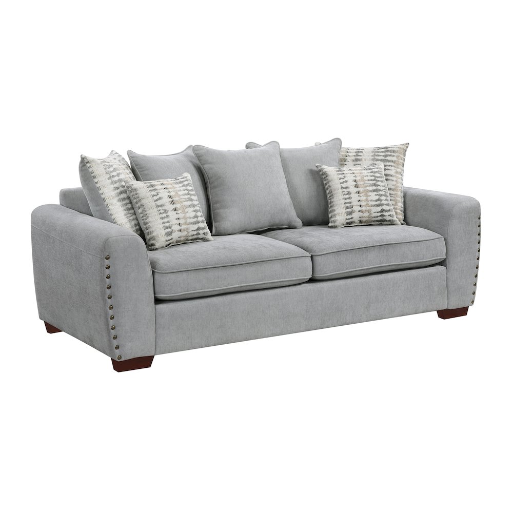 Hume Chenille 2pc Set: Sofa, Loveseat in Gray. Picture 2