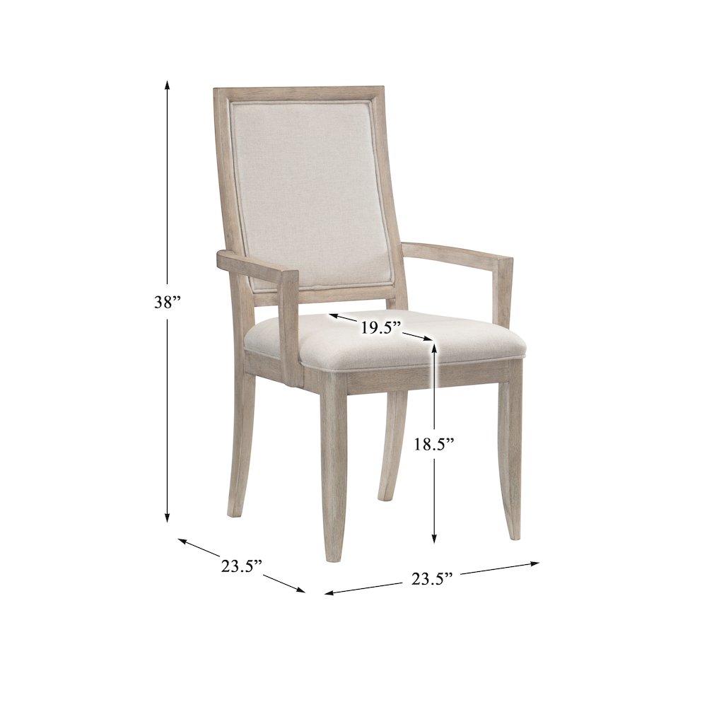 Mckewen Wood Dining Room Arm Chair, set of 2 in White gray. Picture 4