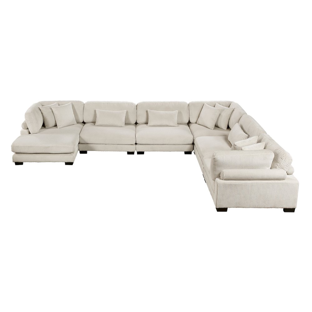 Traverse Corduroy 6-Piece Modular Sectional with chaise in Beige. Picture 9