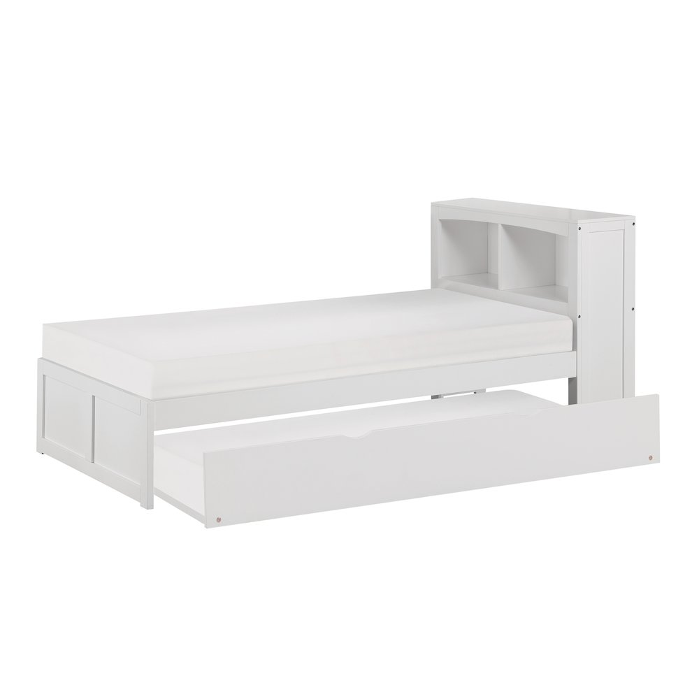 Galen Pine Twin Bookcase Bed with Twin Trundle in White. Picture 5
