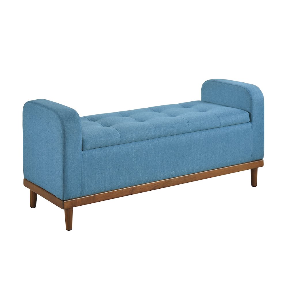 Brigitte Textured Lift Top Storage Bench in Blue. Picture 1