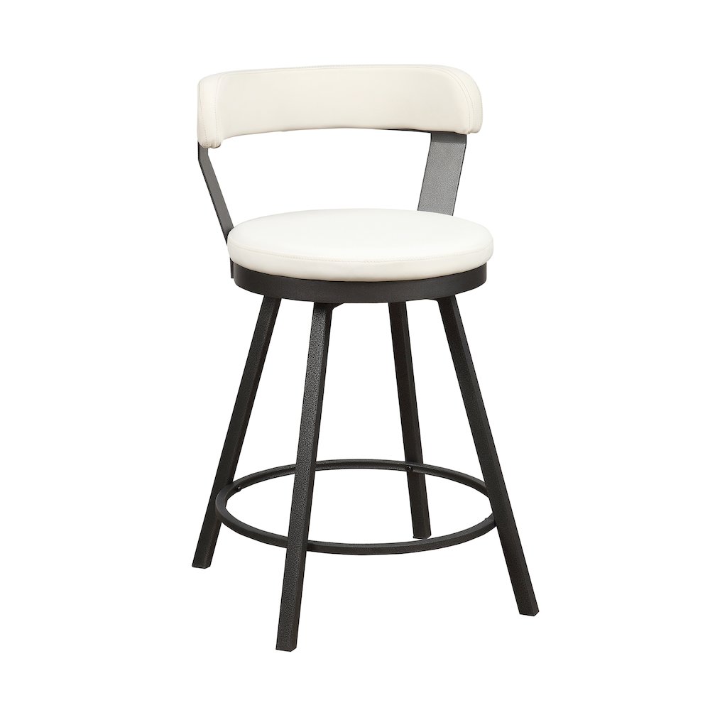 Appert Metal Swivel Counter Height Chair, set of 2 in White. Picture 1